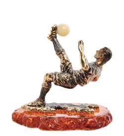 Народные промыслы AM-3204 Фигурка «Футболист» (латунь, янтарь)