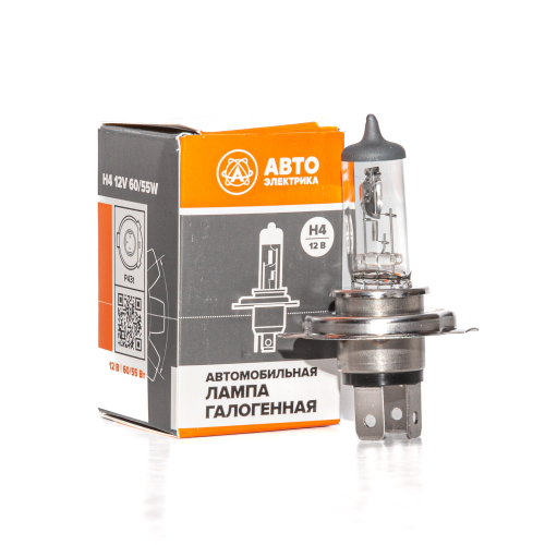 Автолампа галогенная H4, 12 В, 60/55 Вт, P43t
