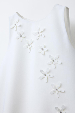 ZARA ПЛАТЬЕ С ЦВЕТОЧКАМИ, БЕЛЫЙ