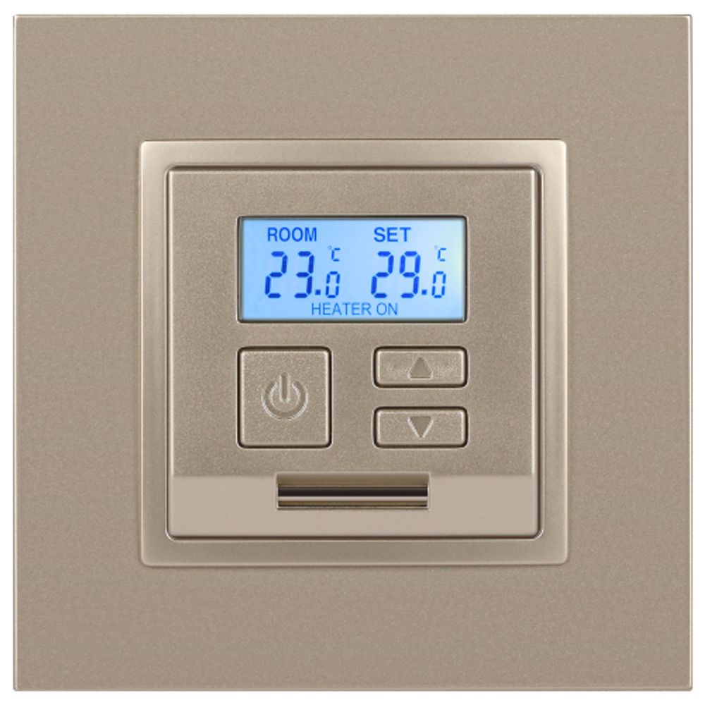 14-4111-04 ЭРА Терморегулятор универс. 230В-Imax16А, IP20, Эра Elegance, шампань | Elegance Шампань