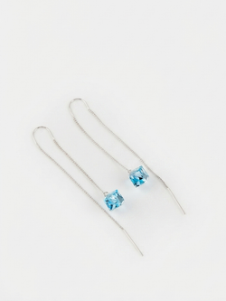 Серьги-протяжки Миражи с голубыми кубиками Swarovski