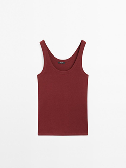 Massimo Dutti Топ из 100% хлопка на бретелях, темно-розовый