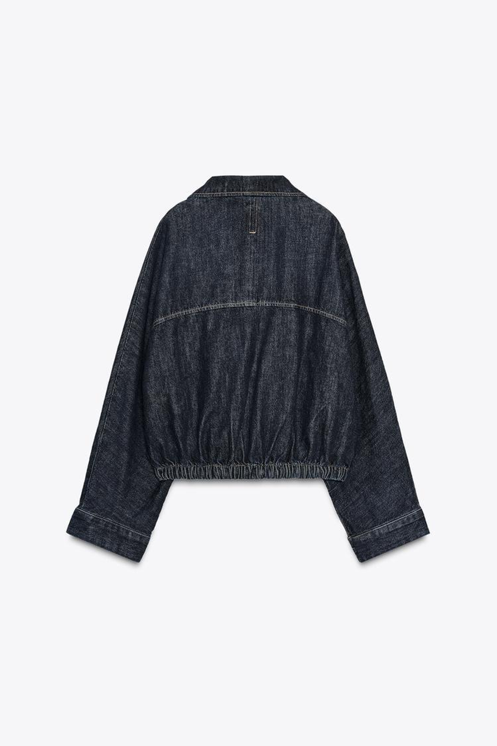 ZARA ДЖИНСОВАЯ КУРТКА TRF С РУКАВАМИ «ЛЕТУЧАЯ МЫШЬ», ТЕМНЫЙ ИНДИГО