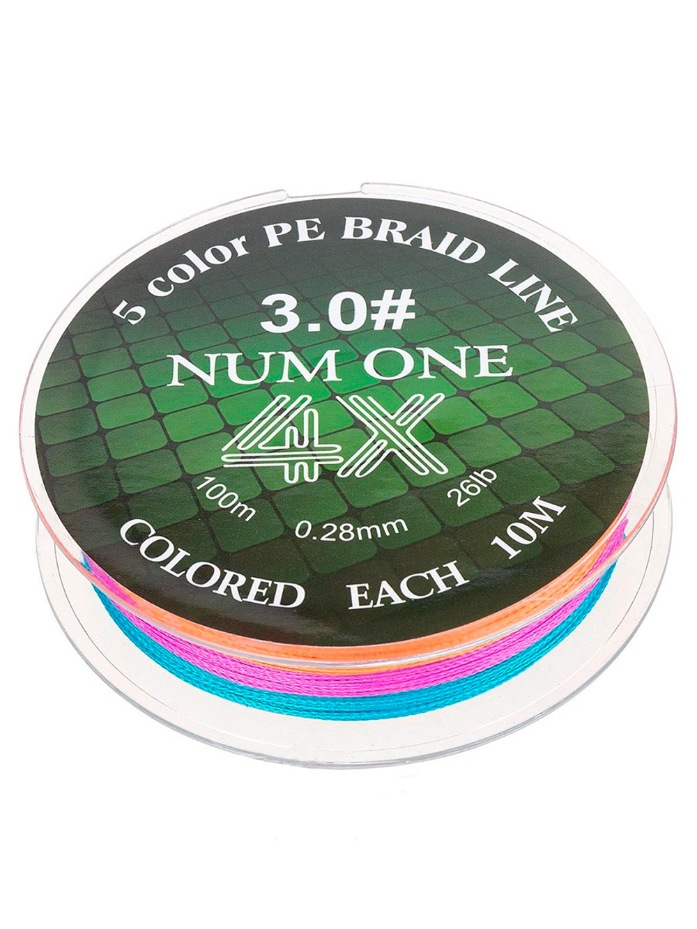 Шнур плетеный для рыбалки Ryobi NUM ONE PE4X-100M Multi Colour 3.5#/0,310 mm
