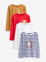 Лонгслив для девочки Next K86-171, 4 шт., Белый, Красный, Горчичный