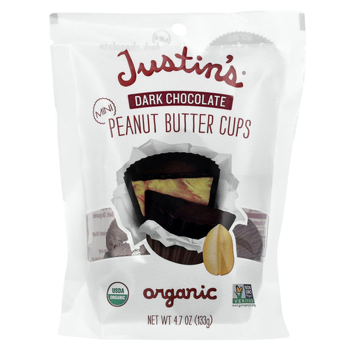 Justin's Nut Butter, Органические мини-чашки с арахисовой пастой, темный шоколад, 133 г (4,7 унции)