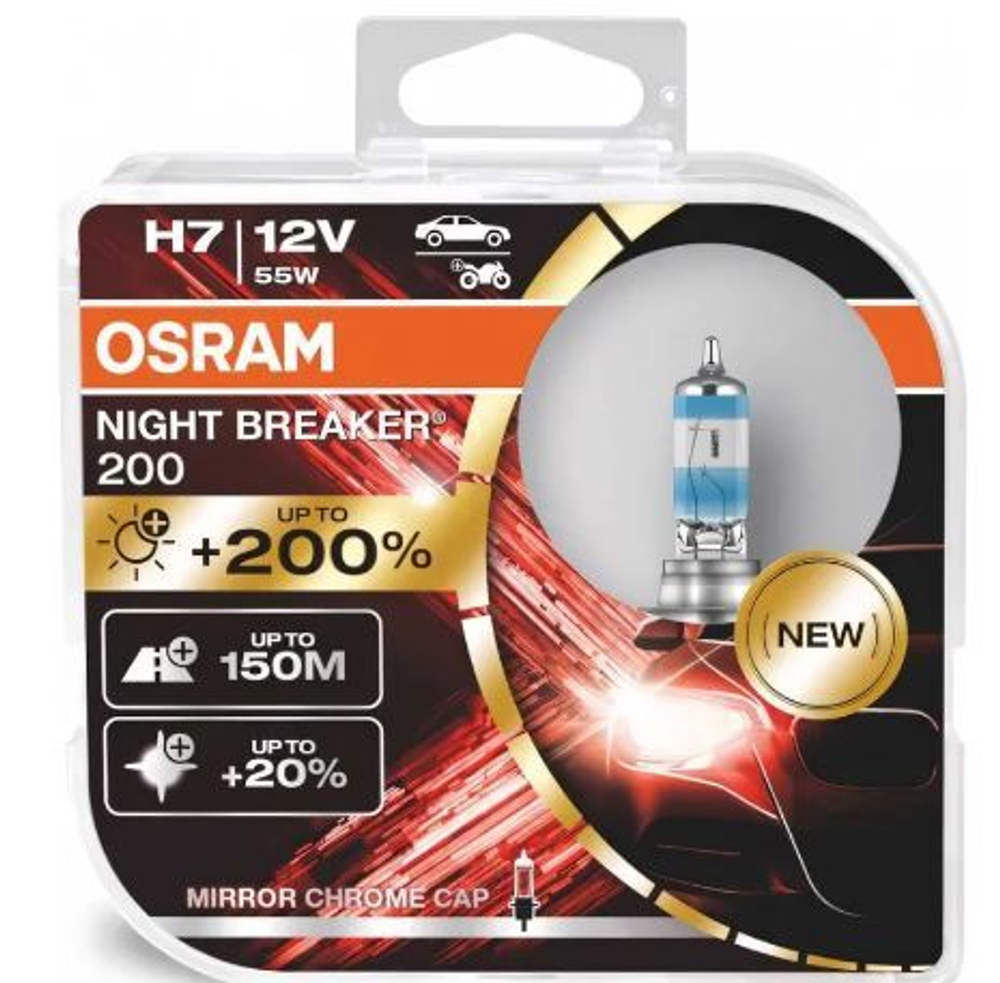 Автолампа H7 12V 55W Osram   +200% NIGHT BREAKER 200 (64210NBL200-HCB_ DuoBox) к-т