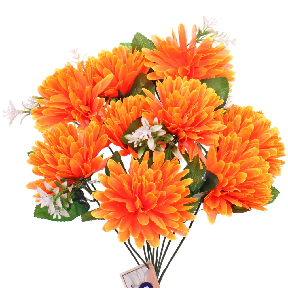 Искусственные цветы «Цветочная мелодия» Хризантемы 43см 10 цветков оранжевый неон