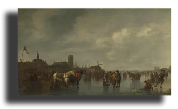 Репродукция " Абрахам ван Калр - Сцена на льду вне Дордрехта"