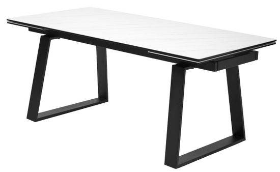 Стол VASTO 200 MARBLES KL-99 Белый мрамор матовый, итальянская керамика/ черный каркас