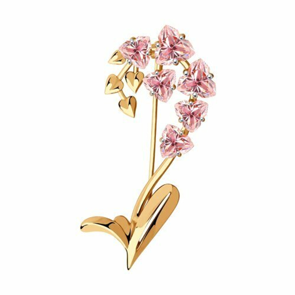 Брошь из золота с фианитами Swarovski
