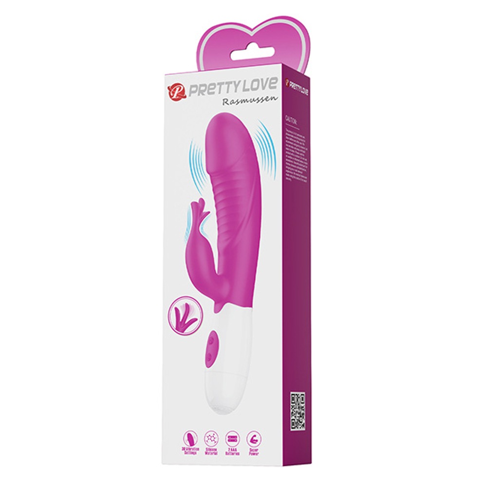 Лиловый вибратор-кролик 19,8см со стимулятором клитора Pretty Love Rasmussen Bunny Vibrator BW-500072