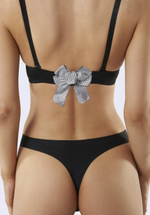 Черно-белый бант в гусиную лапку на 2 крючка для сокрытия застёжки бюстгальтера (Цвет: черный с белым)