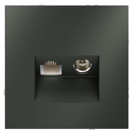 Розетка телевизионная встраиваемая VOLTUM S70 TV+RJ45 кат. 6, (титан)