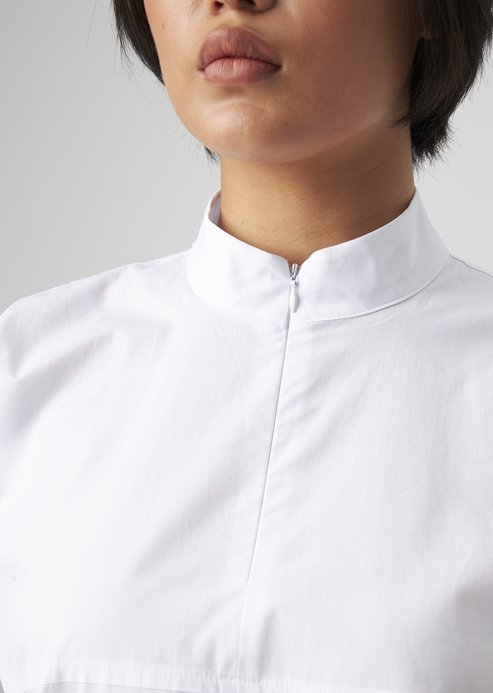 ZIPPERED BLOUSE | L | WHITE