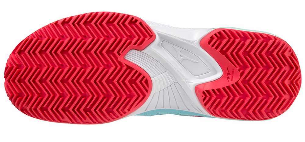 Женские теннисные кроссовки Mizuno Wave Exceed Tour 5 CC - tanager turquoise/fiery coral/white - Mint Бирюзовый