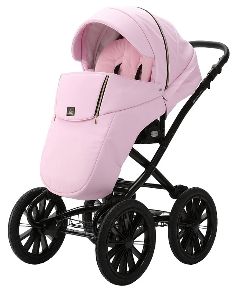 Детская коляска Adamex Chantal Retro Deluxe 3 в 1 C132 (РОЗОВ.ЗЕФИР 100% КОЖА)