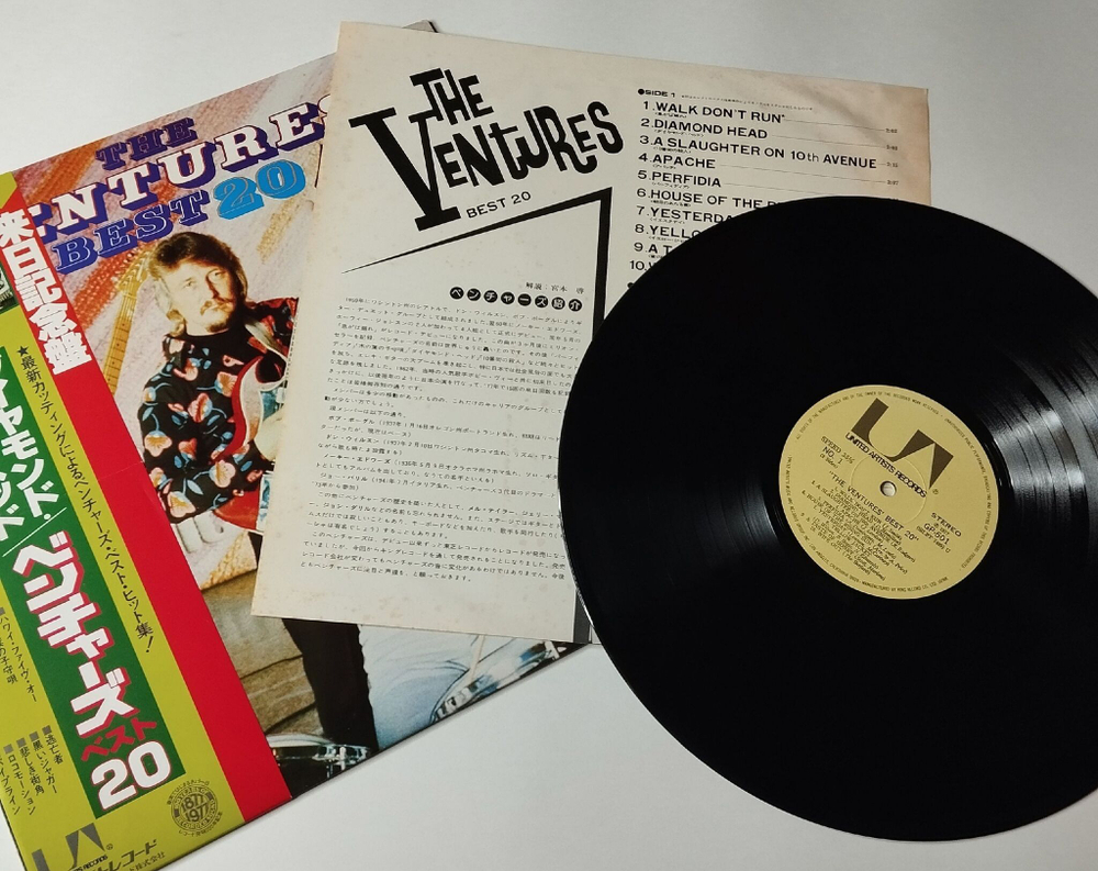 Винтажная виниловая пластинка LP The Ventures Best 20 (Japan 1977) (Obi) Diamond Head