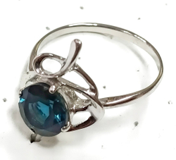 Ювелирное кольцо из серебра 925 пробы,вставка топаз"London Blue",размер 19