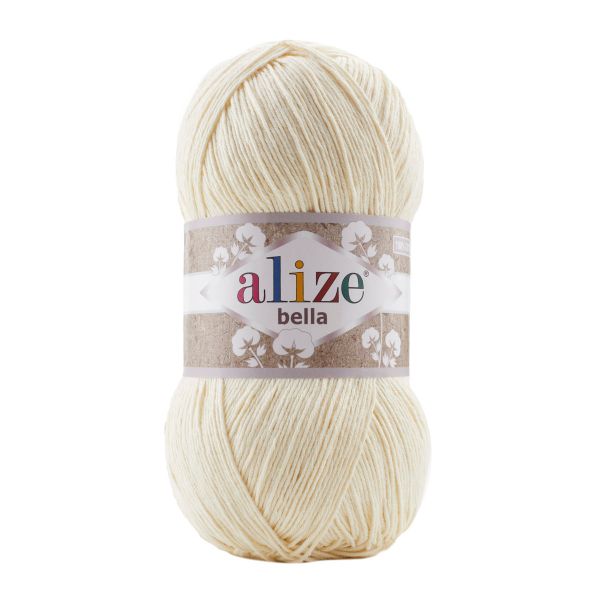 Пряжа Alize (Ализе) Bella 100 / уп.5 мот. по 100 г, 360м, 001 молочный A