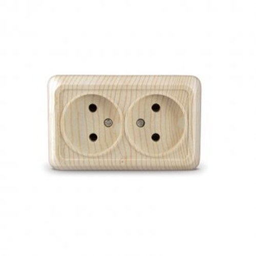 Розетка 2-м ОП 16А с/з сосна ОЛИМП