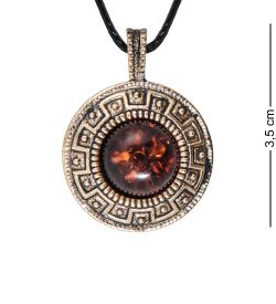 AM-3990 Подвеска «Жетон Бизон» (латунь, янтарь)