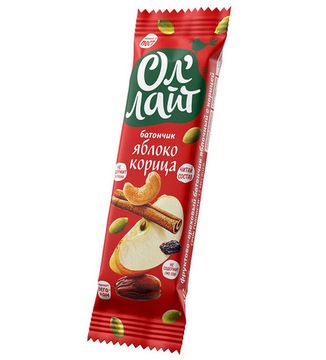 СКИДКА 50% Батончик Фруктово-ореховый "Ол`лайт" Яблочный с корицей, 30г. (шоубокс 25шт)