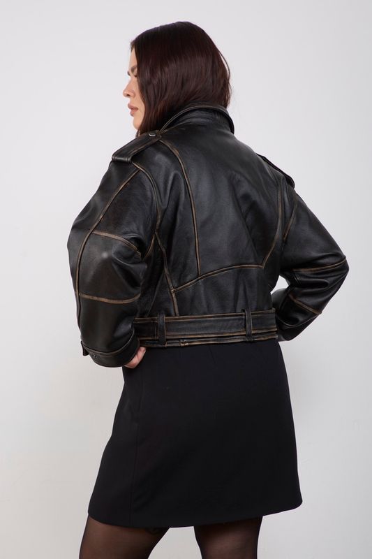 Куртка-косуха из натуральной кожи, черный