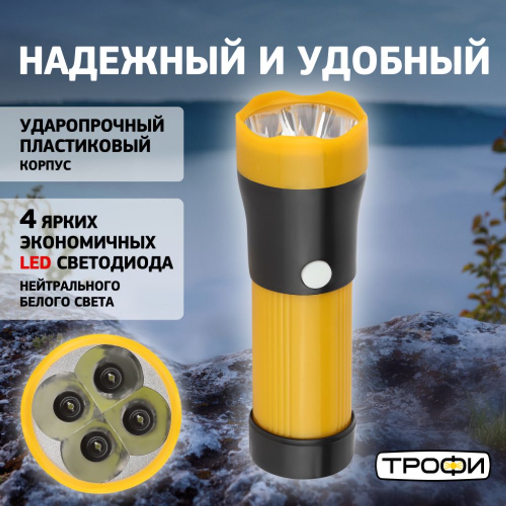 Светодиодный фонарь Трофи TB4L ручной на батарейках | Универсальные  фонари