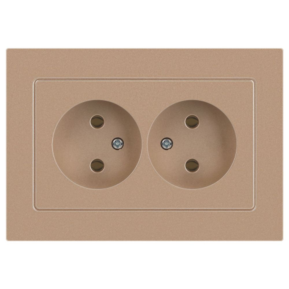 Розетка Intro Accent 6-204-04 двойная 2х2P 16А-250В IP20 СУ AL/CU шампань | Intro