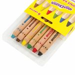 Карандаши цветные утолщенные акварельные ЮНЛАНДИЯ, 6 цветов + точилка, пишут на всём, 181691