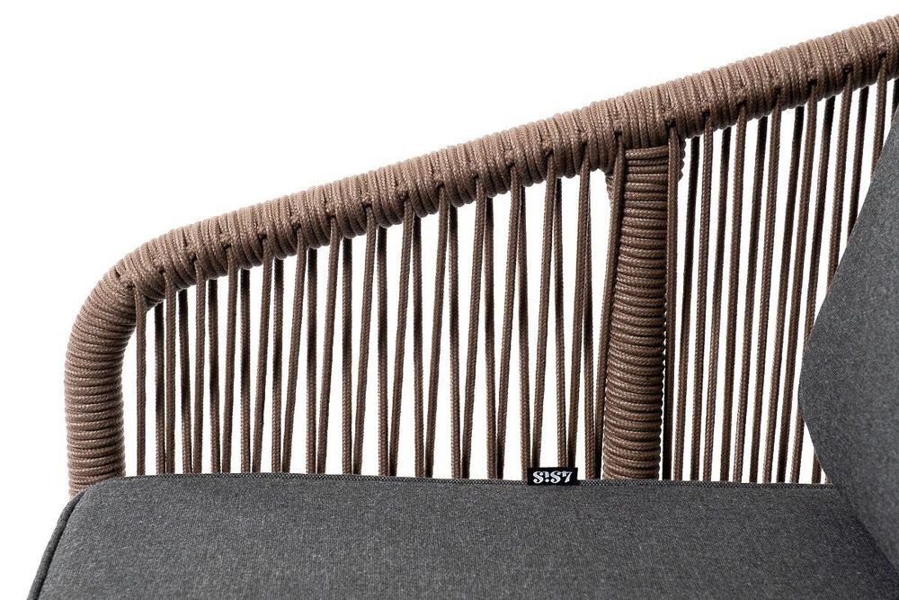 "Канны" лаунж-зона 4-местная из роупа со столом "Верона" (серый гранит), каркас алюминиевый коричневый, роуп коричневый