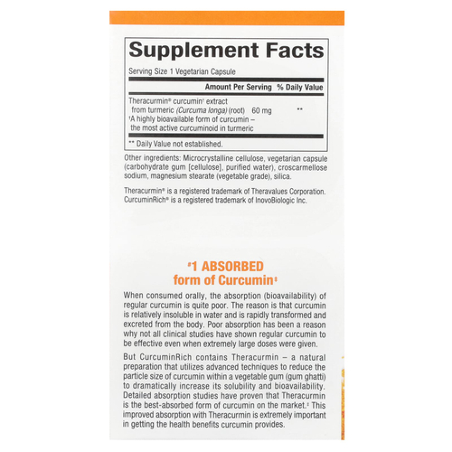 Natural Factors, CurcuminRich®, Theracurmin®, 60 мг, 120 вегетарианских капсул