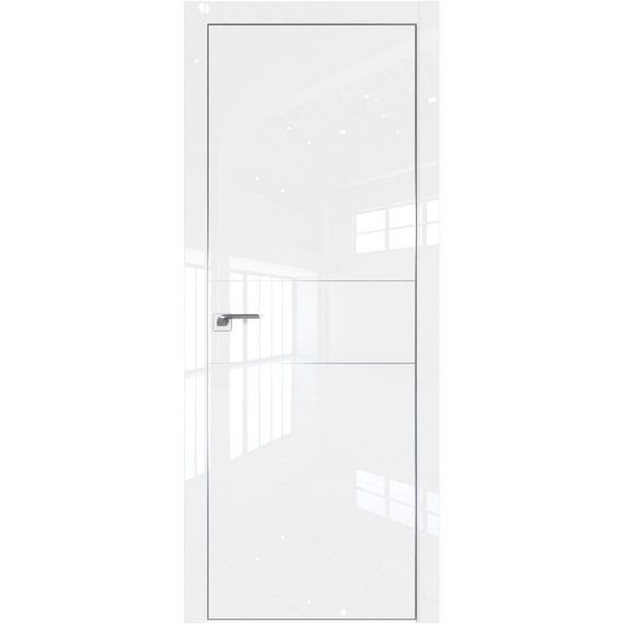 Межкомнатная дверь глянцевая Profil Doors 14LE белый люкс с алюминиевым молдингом