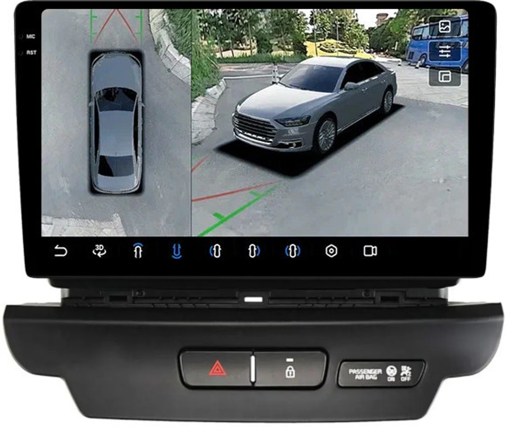 Магнитола для KIA Ceed 3 2018-2020 - FarCar BX10-360-1173+9712 монитор 10.36" 2K QLED на Android 13, 6Гб+128Гб, CarPlay, 4G SIM-слот, 4 камеры в комплекте