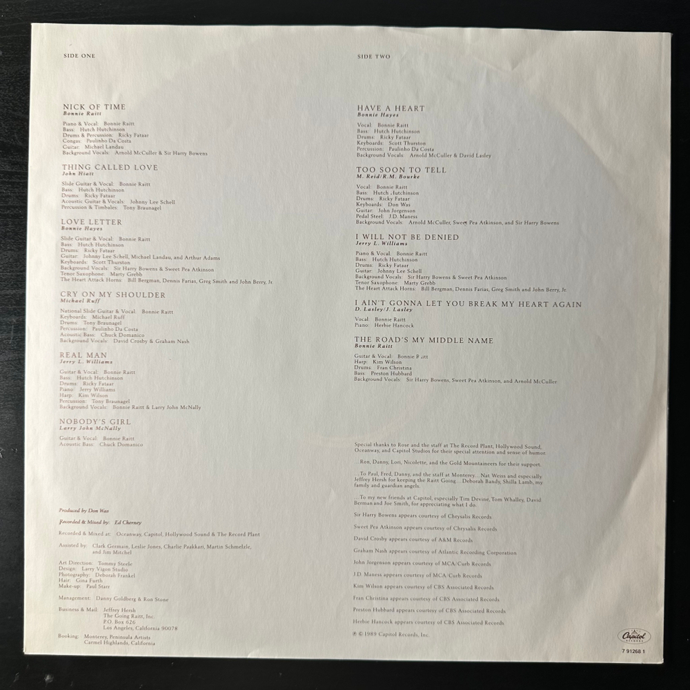 Bonnie Raitt - Nick Of Time (Европа 1989г.)
