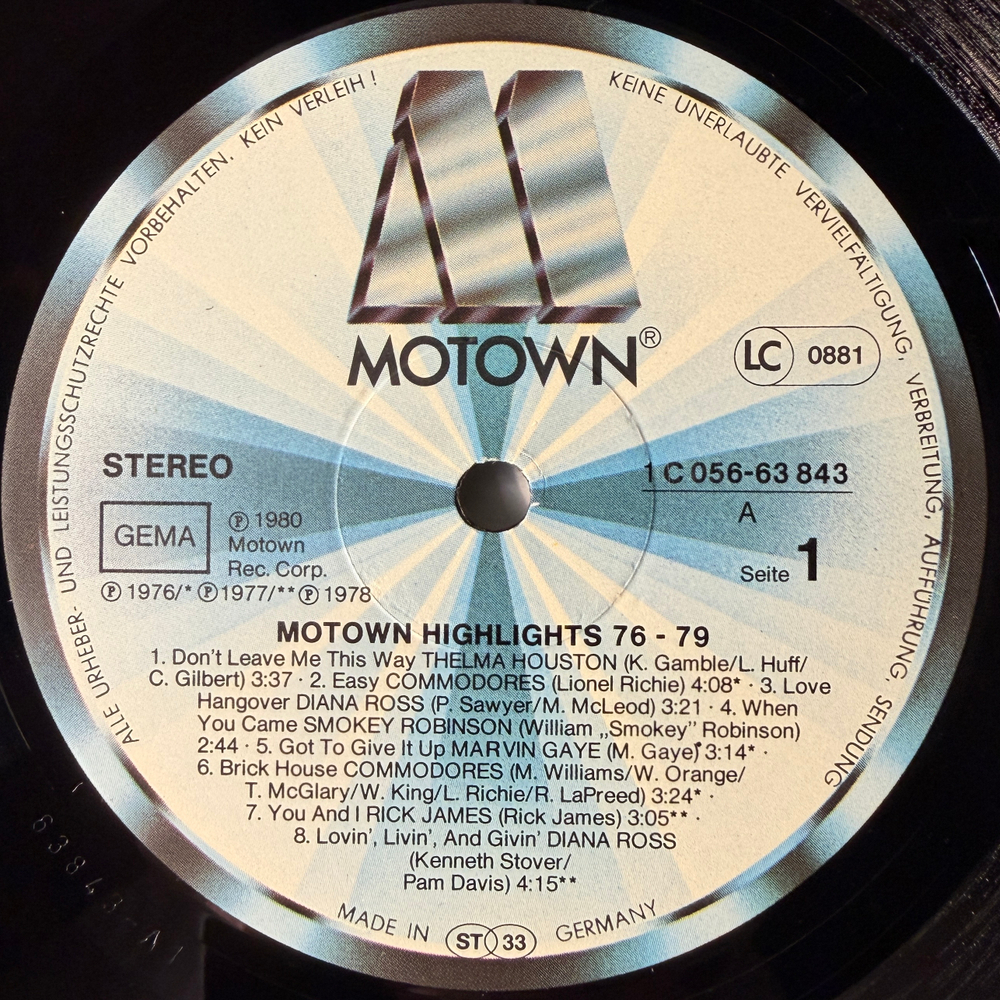 Сборник Motown Highlights 1976-1979 (Германия 1980г.)