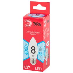 Лампочка светодиодная ЭРА RED LINE LED B35-8W-840-E27 R E27 / Е27 8 Вт свеча нейтральный белый свет | Лампочки