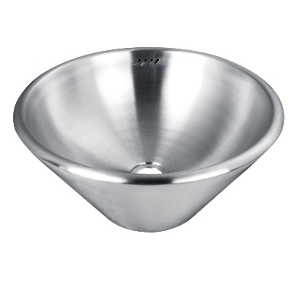 Умывальник с переливом и сливным клапаном нерж. сталь NOFER 13060.S матовый