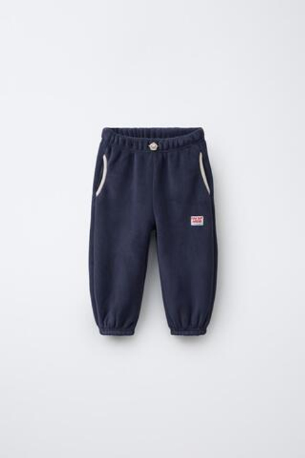 ZARA БРЮКИ-ДЖОГГЕРЫ ИЗ ФЛИСА, МОРСКОЙ СИНИЙ