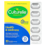 Culturelle, пробиотики, здоровье и хорошее самочувствие, 15 миллиардов КОЕ, 30 вегетарианских капсул для приема один раз в день