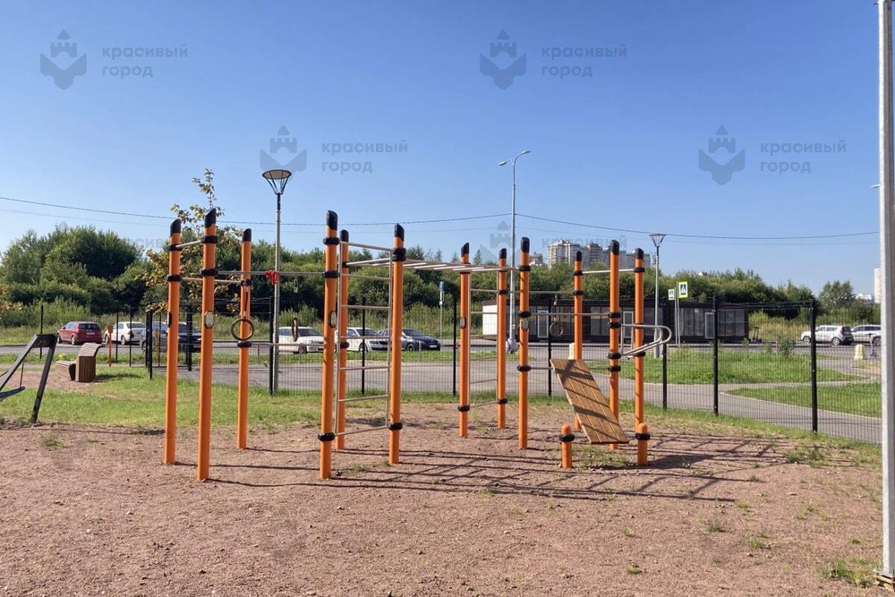 Комплекс воркаут 9 турников, шведская стенка, кольца, брусья и скамья для пресса