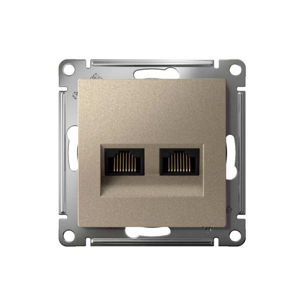 Розетка компьютерная 2-м AtlasDesign RJ45 кат.5E механизм шампань SE ATN000585