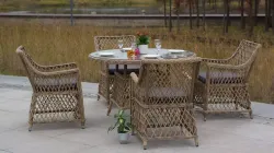 "Эспрессо" плетеный круглый стол, диаметр 118 см, цвет соломенный