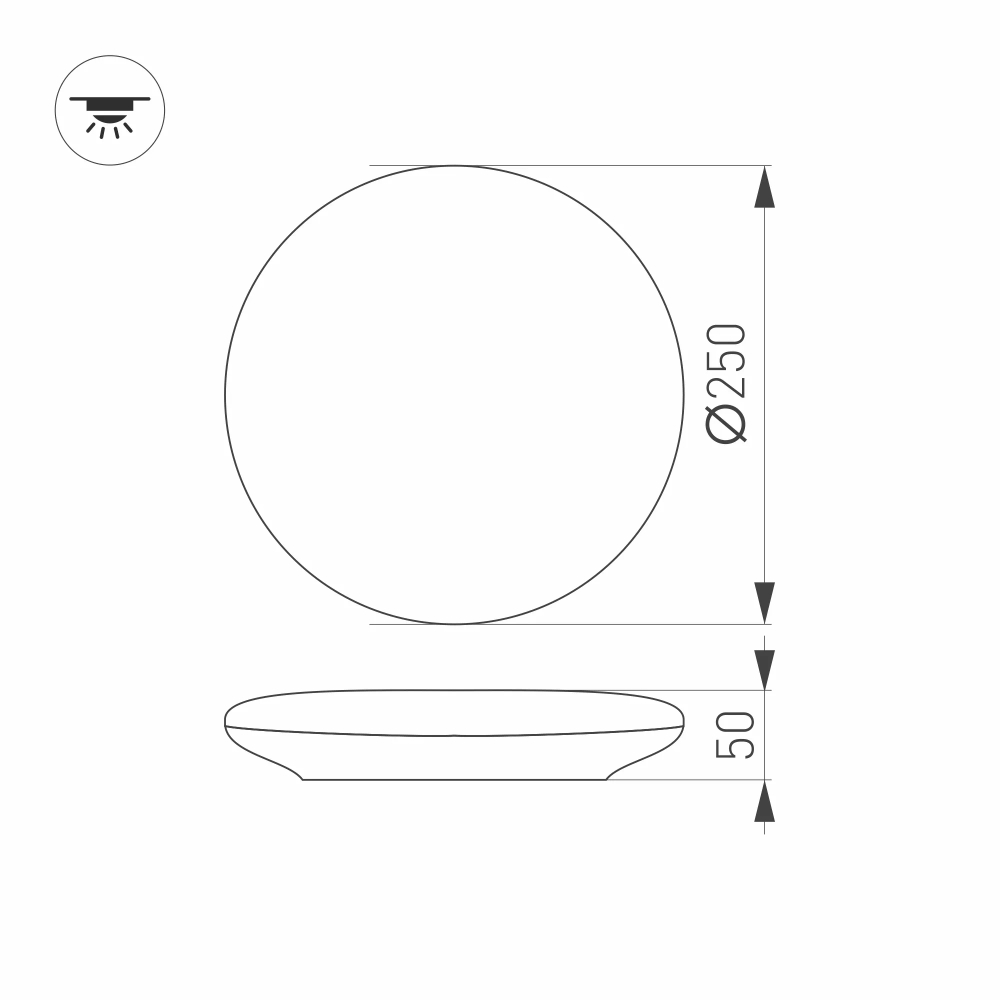 Светильник CL-FRISBEE-MOTION-R250-12W Warm3000 (WH, 180 deg, 230V) (Arlight, IP54 Пластик, 3 года) 030161