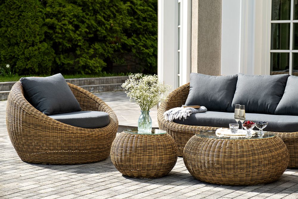 "Барселона" лаунж-зона из искусственного ротанга, цвет соломенный