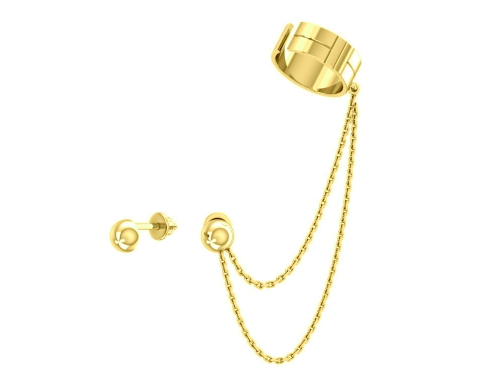 Серьга с каффом в золочении