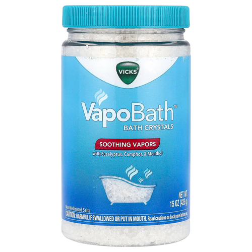 Vicks, VapoBath ™, кристаллы для ванн, успокаивающие пары, 425 г (15 унций)