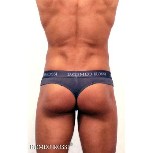 Мужские трусы стринги c резинкой Romeo Rossi темно-серые RR1006-04