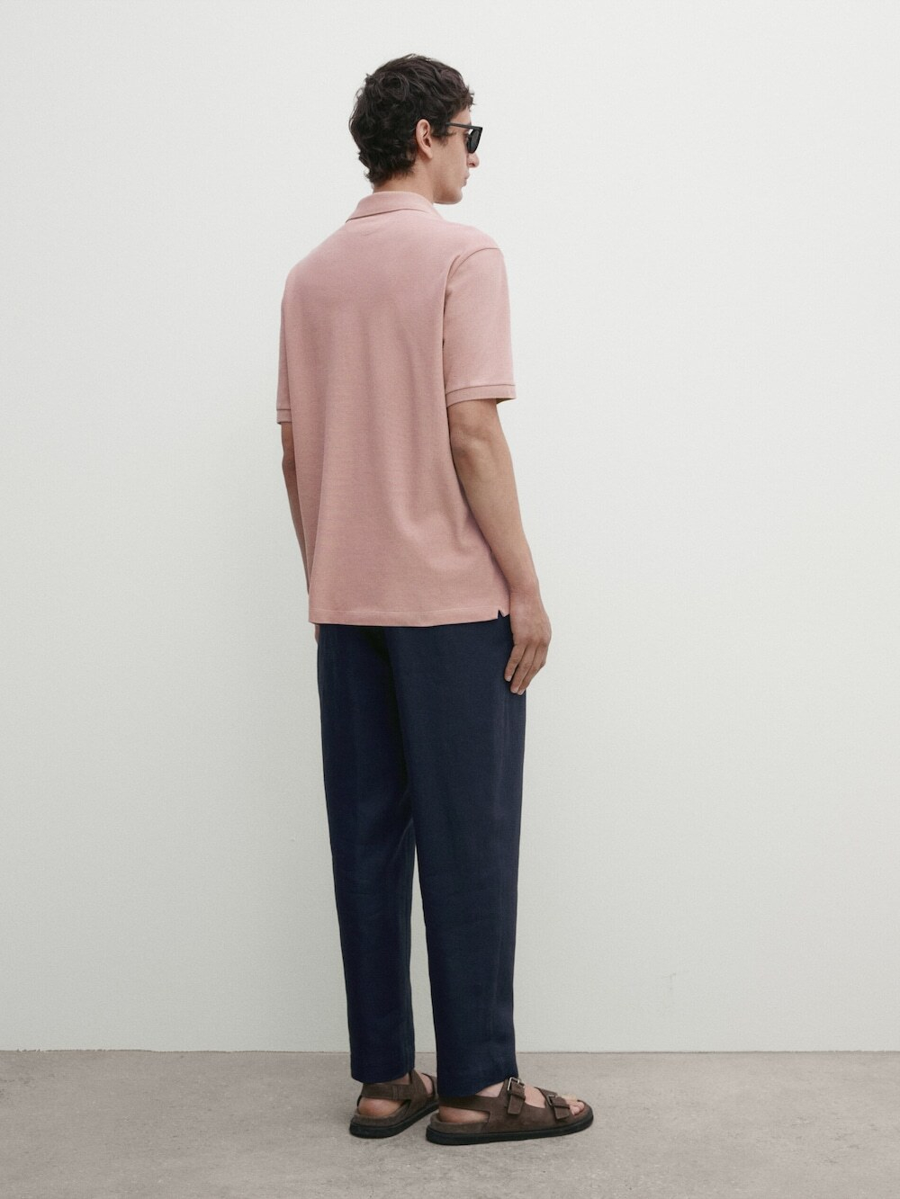 Massimo Dutti Поло из рельефного хлопкового пике, пестро-розовый